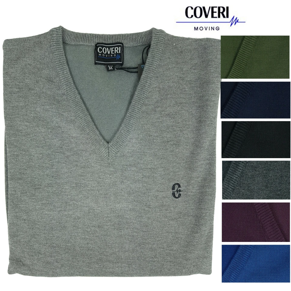Maglione Uomo Scollo V Pullover Punta Tinta Unita Elegante Classico Maglioncino