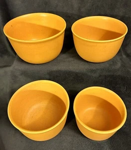 Vintage Bauer Orange Speckle MCM Nesting Mixing Bowls 4 Pc Set - Picture 1 of 21