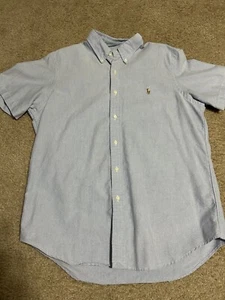 Polo Ralph Lauren kurzärmelig geknöpft einfarbig pastellblau Herren groß (gefärbt) - Bild 1 von 6