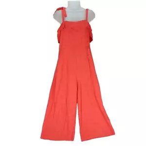 NWT Davi & Dani Women's M Tomato Red Jumpsuit, Crop Wide Leg, Sleeveless Ruffle - Picture 1 of 6
