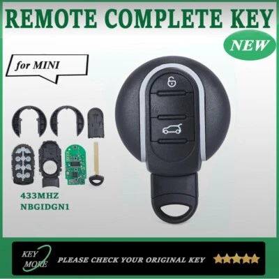 Chaveiro controle remoto inteligente para BMW MINI Cooper 2015 2016-2019 3 botões 433MHz NBGIDGN1 - Imagem 1 de 4