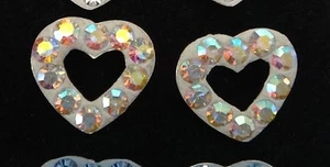 Pendientes de tachuelas de plata esterlina de 10x11 mm pequeños y lindos cristales de champán corazón abierto - Imagen 1 de 4