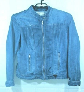 Guess Denim Jean Jacket Los Angeles Full Zip Pockets Motorcycle Size XL - Picture 1 of 7