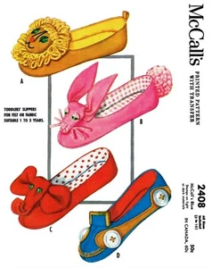McCall's # 2408 FELT Fabric Slippers Pattern SHOES 5-10 Boy Girl Unisex Novelty  - Picture 1 of 3