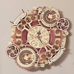 ROKR 3D Wooden Puzzle Zodiac Clock Toy DIY Mechanical Model Kits Kids Gifts - Picture 1 of 7