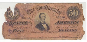 T-66 PF-16 1864 CSA $50 Note No.38996 - For Begisteb/Fob Treasrbeb - Picture 1 of 2