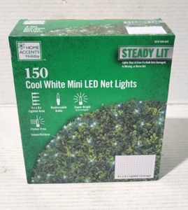 Home Accents Holiday 150 Cool White Mini LED Net Steady Lit Lights Christmas - Picture 1 of 4