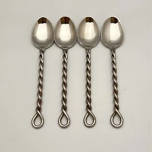 Gourmet Setting Stainless Silver Braid Soup Spoon 4Pc Set - Picture 1 of 10