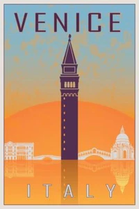 Venice Italy Retro Travel Art Cool Wall Decor Art Print Poster 24x36 - Picture 1 of 1