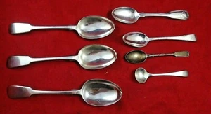 Group of 7 English Sterling Silver Spoons of Various Sizes (#4798) - Picture 1 of 6