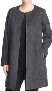 EILEEN FISHER Charcoal Gray Shale Tencel Stretch Jacquard Jacket Size Medium - Picture 1 of 8