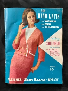 GD VINTAGE 1964 87 FLEISHER BEAR BRAND BOTANY HAND KNITS SUIT+ PATTERN BOOK MOD - Picture 1 of 6