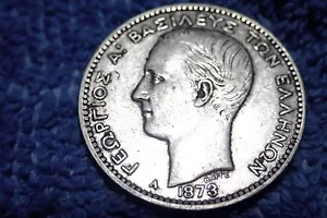 GRECIA: PLATA ESCASA 1 DRACMA 1873-A ¡APROXIMADAMENTE EXTREMADAMENTE FINA! - Imagen 1 de 4
