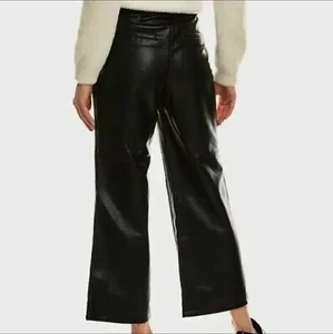 BAGATELLE COLLECTION Black Faux Leather High Waist Crop Wide Leg Pants M - Picture 1 of 15