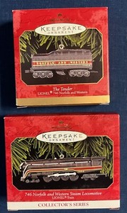 Hallmark Lionel 746 Norfolk & Western Steam Locomotive & Tender Ornaments 1999