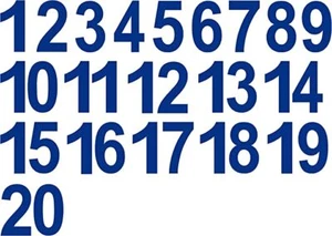 1-20 Numbers Blue Sticker Vinyl Decals CHOOSE 1" - 8" (V592) - Picture 1 of 3