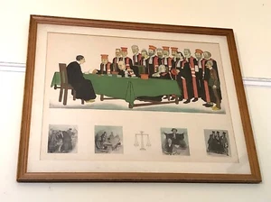 VINTAGE DRUCK ZUM THEMA ANWÄLTE & RICHTER, FRANZÖSISCH? SATIRISCHER.. X't ZUSTAND - Bild 1 von 3