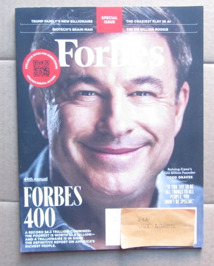 FORBES MAGAZINE - October November 2025 400 Richest USA Raising Caines Coreweave — 第 1/1 张图片