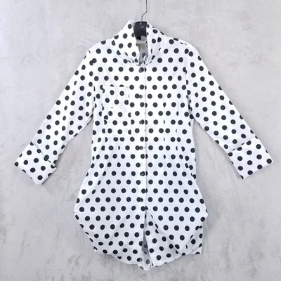 Cómoda chaqueta de Tokio de EE. UU. para mujer M blanca con botones dobladillo burbuja mezcla de algodón túnica Foto 1 de 4