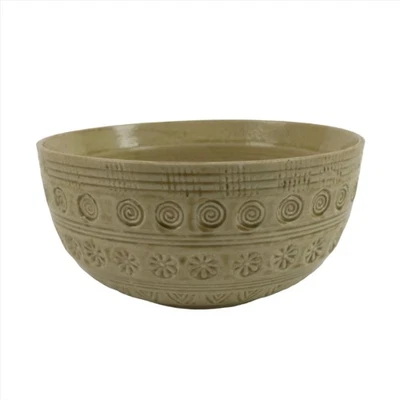 Японская керамическая чаша банко посуда винтажное боковое блюдо бежевый цветы линия узор PY997 - Изображение 1 из 4