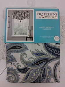Traditions By Waverly Rustico Ritiro Ascot Valance Porcellana Nuovo Blu 52" X 21" - Foto 1 di 7