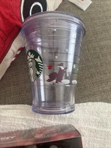 Vaso Starbucks Holiday Christmas Clear Fox 2011 12 oz taza fría sin pajita - Imagen 1 de 8