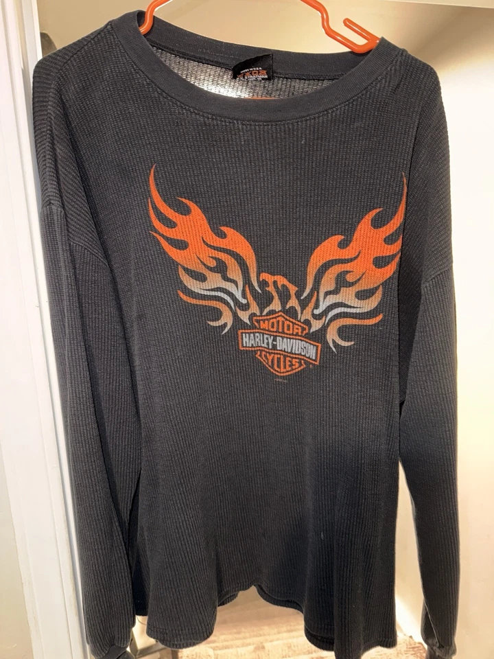 Vintage Harley Davidson, Thermal Long Sleeve Size Large 22 X 26 - Image 1 of 3