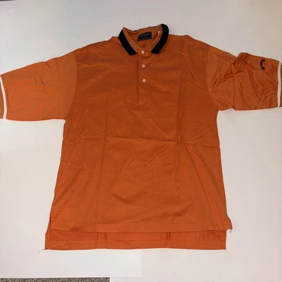 Vintage RARE Orange Blue SS Polo Shirt L Burberrys USA MADE Embroidered Sleeve - Image 1 of 4