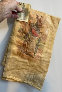Primitive Women Rabbit with Basket Tea Towel Decor - Picture 1 of 4