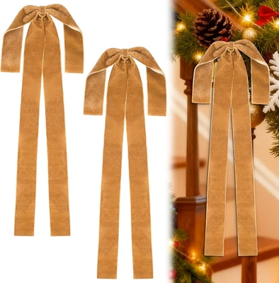 2 Piezas Arcos de Navidad Grandes de Terciopelo Borgoña, Arcos de Terciopelo de Navidad de 12"X17", Swag B Foto 1 de 4