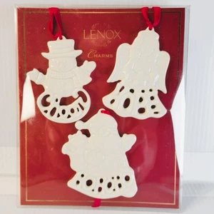 Lenox Charms set of 3 Christmas Tree Ornaments Pierced Snowman Angel and Santa - Picture 1 of 5