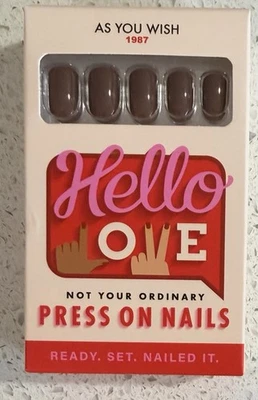 Hello Love Press On Short Square Shiny Brown As You Wish 🤎 - Image 1 of 2