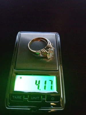 Vintage 14K Yellow Gold DQ CZ Diamonique Ring Deco Fan Style Sz 6.5 17mm 4.17 gm - Image 1 of 4