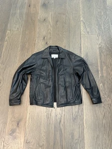 Vintage Wilson’s Leather M. Julian Black Genuine Leather Jacket Men’s L Zip Moto - Picture 1 of 9