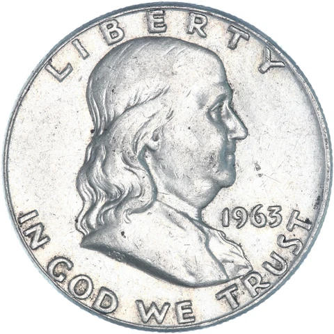 1963 D Franklin Half Dollar 90% Silver Extra Fine XF See Pics Y358 Cover