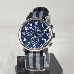 TIMEX CHRONOGRAPH INDIGLO WATCH MILITARY WR 30M MEN'S WATCH NEW BATTERY  - Picture 1 of 10