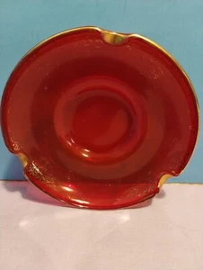"De colección Vidrio Rojo Rubí Borde Oro MCM Caramelo Baratija Cenicero Cenicero 3 Restos 5"" - Imagen 1 de 3