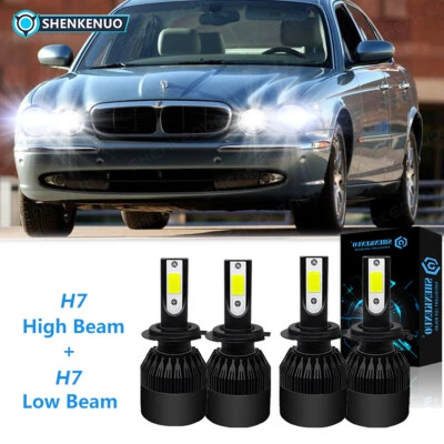 For Jaguar XJ8 XJR VANDEN PLAS 1998-2008 4X H7 LED Headlight High Low Beam Bulbs - Image 1 of 4