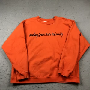 VINTAGE Bowling Green State Falcons Sweatshirt Mens Large Orange Heavy Crew 90s - Picture 1 of 8