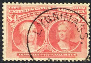 244a, Used $4 VF/XF With CDS "Lynn, MA" Cancel With Graded PFC Cert Stuart Katz - Picture 1 of 2