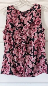 Women’s Dana Buchman SIZE SMALL Sleeveless Blouse Tank V-neck with front Ruffle - Picture 1 of 8