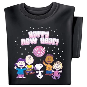 Peanuts Happy New Year Short Sleeve Graphic T-Shirt - Picture 1 of 2