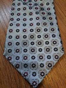 Jos A Bank Silk Mens Tie Geometric Silver - Picture 1 of 6