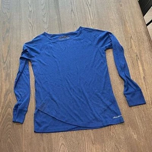 Nuevo sin etiquetas Top Atlético Eddie Bauer Azul Real Moteado Manga Larga Talla S - Imagen 1 de 6