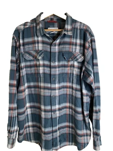 Columbia Men's Omni wick XL Shirt Teal plaid long sleeve button up all Cotton - Picture 1 of 5