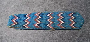 Antiker bestickter Halsschmuck Krawatte Plains Indian Beaded Tie - Greasy Blue - Bild 1 von 7