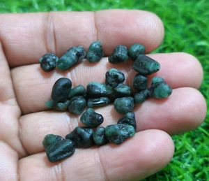 100% Natural Brazilian Emerald Raw 25 Pcs Lot 7-12 mm Loose Gemstone For Jewelry - Picture 1 of 7