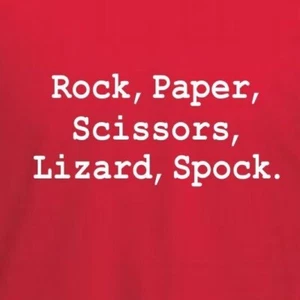 ROCK PAPER SCISSORS LIZARD SPOCK FUNNY T-SHIRT INSPIRED BY THE BIG BANG THEORY - Picture 1 of 3