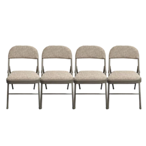 Meta Deluxe Dark Camel Fabric Padded Seat Home Office Folding Chair 4 Piece Set - Picture 1 of 10