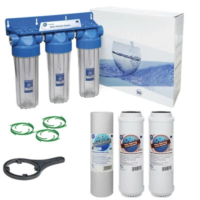 "Aquafilter 3 Stufen 10"" Wasserreiniger Enthärtungsfilter Kit 1/2"" - Bild 1 von 4